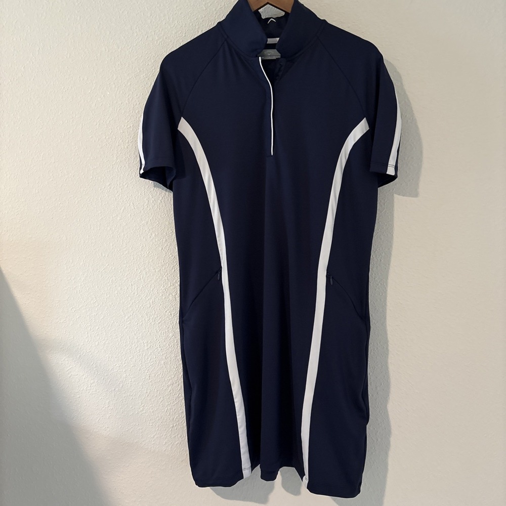 Callaway Women's Opti-Dri Dress Navy Blue White Size XL Golf Pockets